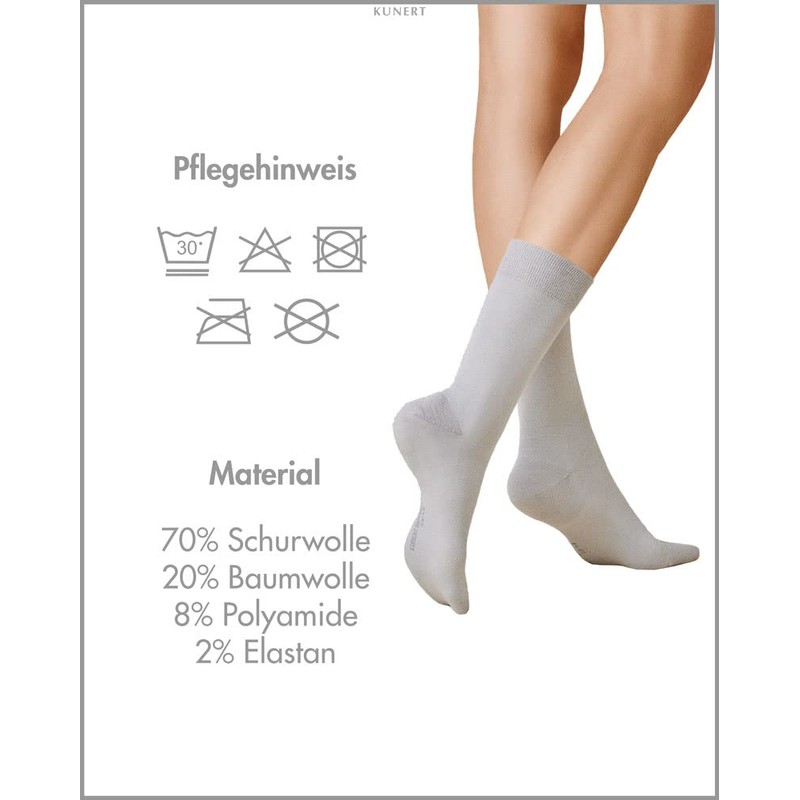 KUNERT Women's Socks Soft Wool Cotton Pressure-free Waistband, Light grey