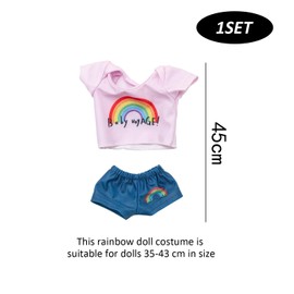 1 Rainbow Set Including T-Shirt and Shorts, Doll Clothing Set, Summer Clothes, Baby Doll Set, Birthday Gift for Girls