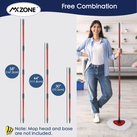 MXZONE Spin Mop Handle Replacement Compatible with O-Ceda Spin Mop and Bucket, 4-Section 30" to 58" Mop Replace Handle, Mop Stick for Floor Cleaning (Mop Head & Base not Include)