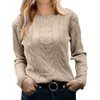 Runcati Women's Casual Plain Long Sleeve Cable Knitted Crew Neck