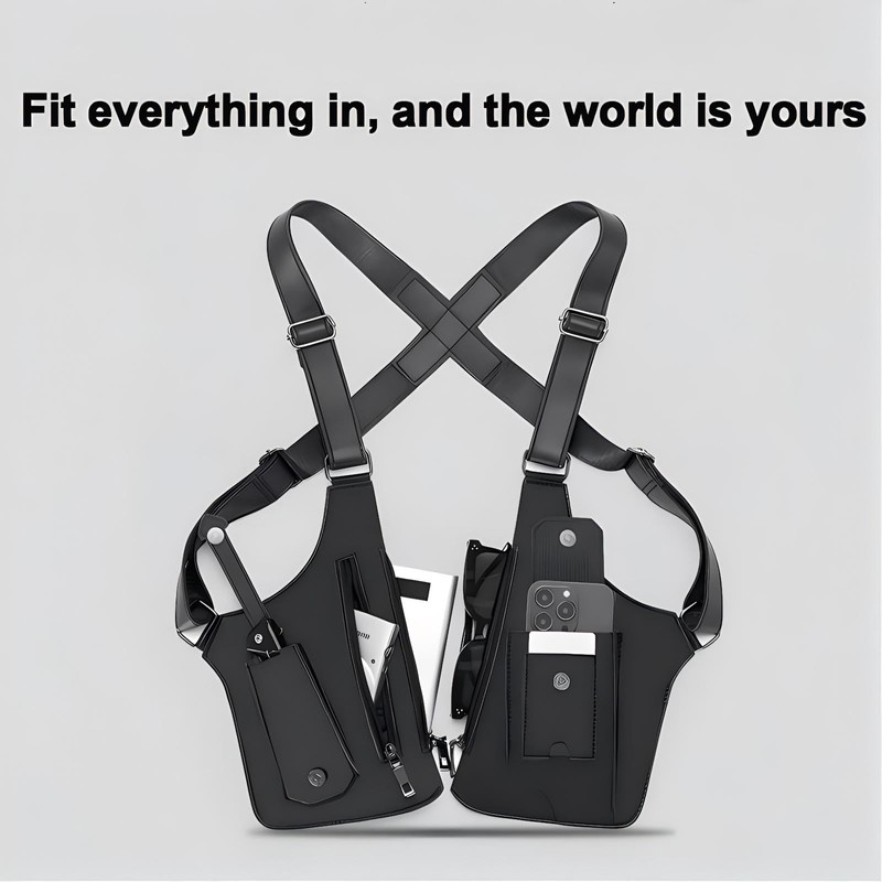 ASTRULUME Premium Leather Adjustable Underarm Shoulder Holster Bag for Men