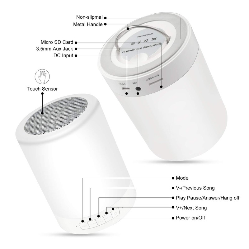 Night Light Portable Wireless Bluetooth Speaker RAGZAN Smart Touch Control