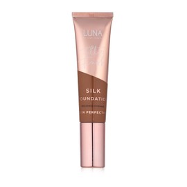 LUNA Silk Foundation in RICH PLUS BROWN Shade - Contains Hyaluronic Acid, Vitamin C & A, Aloe Vera, and Shea Butter - Brightening Dewy Foundation Makeup - Hydrating Cream Foundation for Dry Skin