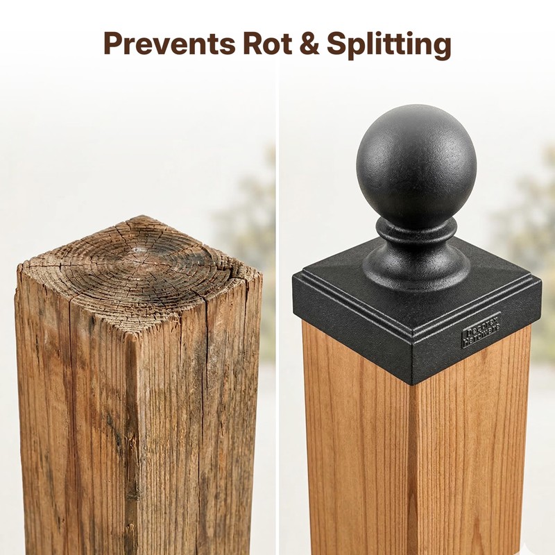Decorex Hardware Cast Aluminum Pineapple Post Cap – Black Powder