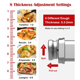 Pasta Roller Attachment for KitchenAid Stand Mixer, Stainless Steel Pasta Maker for Pasta, Ravioli, Noodle Dough Sheet Roller with 8 Adjustable Thickness Knob