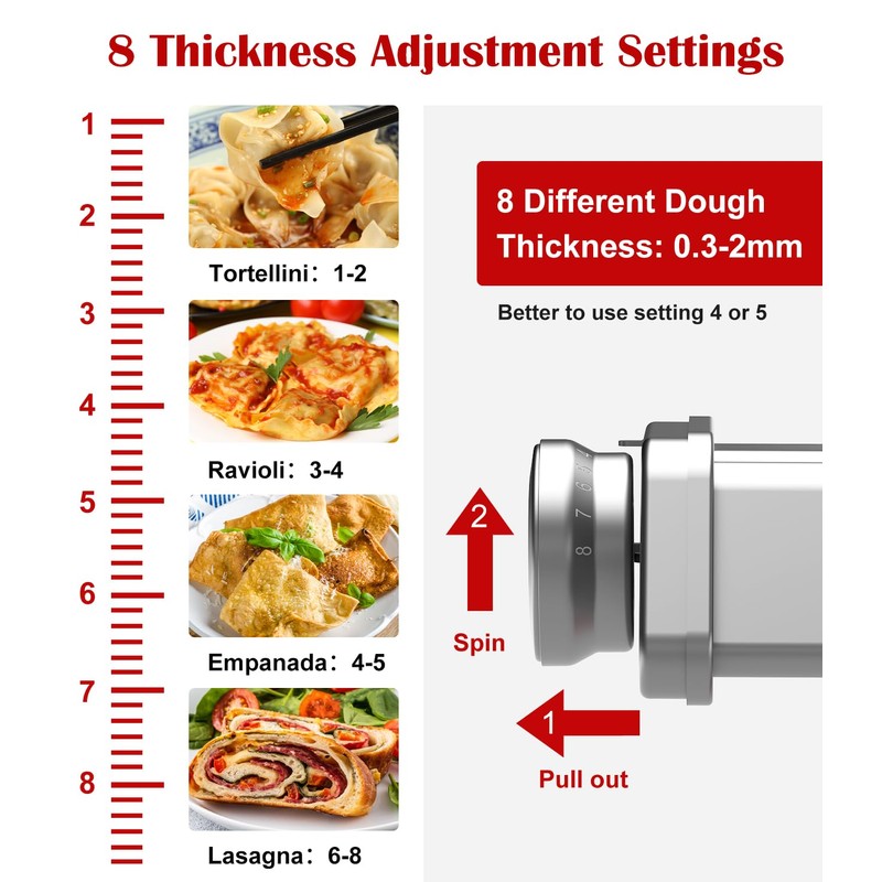 Pasta Roller Attachment for KitchenAid Stand Mixer, Stainless Steel Pasta