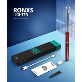 RONXS Candle Lighter, Electric Arc Lighter with LED Battery Display Safety Switch, USB Rechargeable Lighter w/Longer Flexible Neck for Camping Cooking BBQs Fireworks