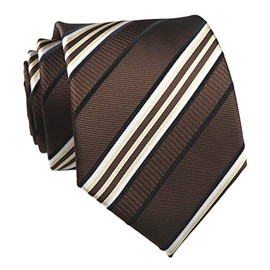 Men's Coffee Brown White Tie Silk Luxury Unique Designer Cool Self Dress Necktie