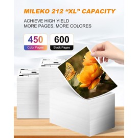 MILEKO MILEKO 212XL Remanufactured Ink Cartridges Replacement for Epson 212 XL T212 Work for Epson Workforce WF-2850 WF-2830 Expression Home XP-4100 XP-4105 Printer (2 Black, Cyan, Yellow, Magenta, 5-Pack)