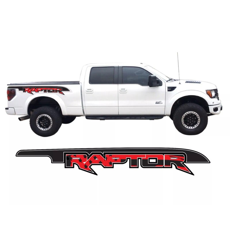 Avery Dennison 2-Ford Raptor SVT F150 Distressed Flag Bedside Vinyl