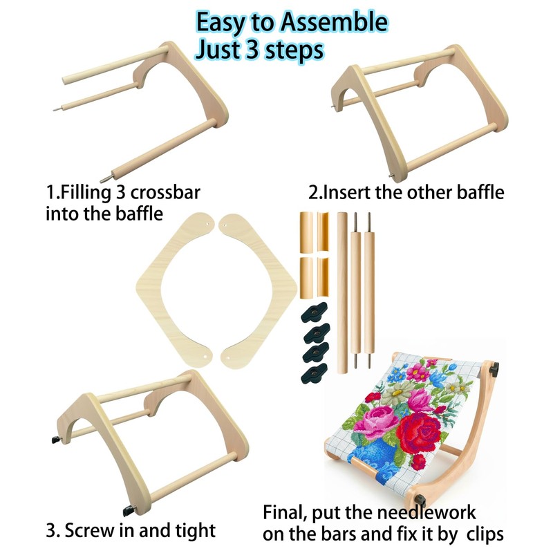 Adjustable Embroidery Hoop Table Stand Holder Needlepoint Stretcher Bars Scroll