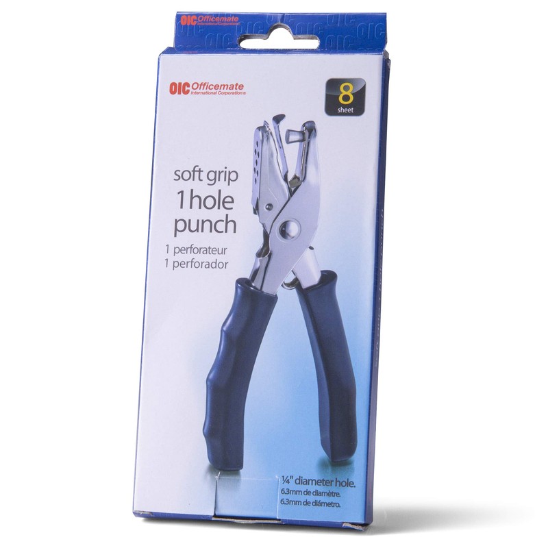 Officemate 1 Hole Punch with Soft Grip Handle, 8 Sheet