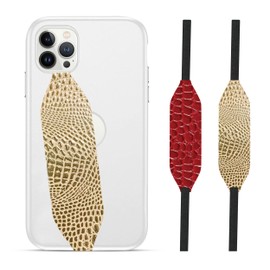 Switchbands Universal Phone Grip Strap | Stretchable Phone Strap & Cell Phone Holder | Pack of 2 | Secure Hold for Busy Hands | Reversible & Durable Phone Hand Strap - Gold & Red Alligator