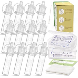 Juego de jeringas colectoras de calostro haakaa Kit de recolección de calostro Incluye 2 estuches de almacenamiento y 2 paños de algodón para recolectar, almacenar y alimentar calostro, 4ml/0.1oz, 12