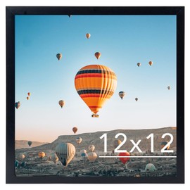 JCJMY 12x12 inch Picture Frame, Horizontal and Vertical Formats for Wall Hanging, 12 x 12 Square Wall Gallery Poster Photo Frame with Shatter Resistant Plexiglass, Black