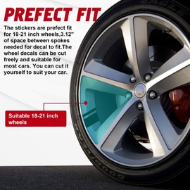 Xotic Tech Auto Universal Racing Style 4Pcs Front Hood Fender Double Hash Stripe Stickers + 6Pcs Reflective Tire Rim Safety Warning Stickers+ 4Pcs Rearview Mirror Slash Mark Decals Set (Black)