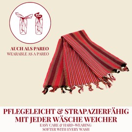 Carenesse Rhodos Hammam Towel 75 x 175 cm Sauna Towel Red Striped Solid