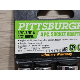 PITTSBURGH 4 Piece High Visibility Socket Adapter Set 1/4", 3/8", 1/2" 67925