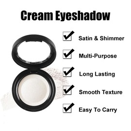 White Eyeshadow Single,Pressed Fine Powder Eyeshadow, High Shimmer Pearl Shadow Single White Eye Make-Up,Long-lasting Waterproof High Pigment Fine Powder Shadows for Highlighter