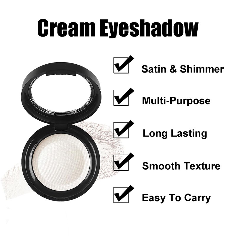 White Eyeshadow Single,Pressed Fine Powder Eyeshadow, High Shimmer Pearl Shadow