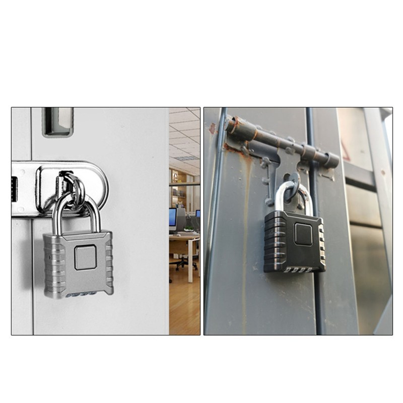 Security Padlock 4 Digits Resettable Combination Lock Stainless Steel for