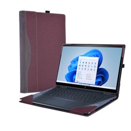 Laptop Cover for HP Spectre X360 16-f 16t-f Envy 16-h/ 15z-ef2000/15-dy5097nr/15-dy2096nr /15-bp 15-ds 15-dr PU Leather Protective Laptop Bag Detachable Shell(15.6inch, red Wine)