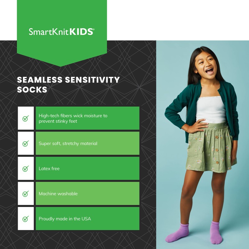 SmartKnitKIDS Seamless Sensitivity Socks for Sensory Issues - Made in