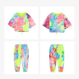 [LOLANTA] Kids' Dance Costume, Hip Hop, Belly Button Out Setup, Girls, Jersey, Top and Bottom, Top, Pants, Flashy, Hiphop Girls, Dance Costume, Dance Wear, Junior, Jazz, Cheer Team Performing Clothes, Gymnastics Clothes (43.3 - 70.9 inches (110 - 180 cm)