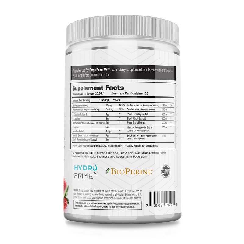 I-Prevail Supplements Forge Pump V2 Non-Stimulant Pre-Workout Nitric Oxide Boosting