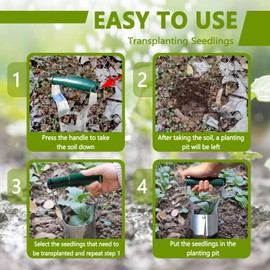 FORCOLID Bulb Planter Tool,Garden Bulb Planter,4 Inches Depth Mark,Bulb Transplanter Tool,Soil Release for Digging,Refilling Hole, Depth Marker, for Planting Tulips, Daffodils, Dahlias and More