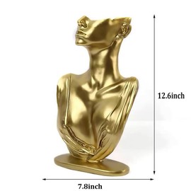 Papinimo Resin Jewelry Mannequin Bust Necklace Display Earring Pendant Chain Display Stand Model Holder for Shows Selling Home Decor, Gold Color