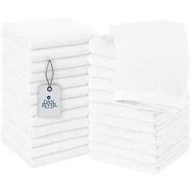 DAN RIVER 100% Cotton 400 GSM Washcloths 24 Pack- Face Towels White - Washcloths for Face Soft - Cotton Washcloths Bulk - Essential Washcloths for Bathroom - Washcloths 12 x 12