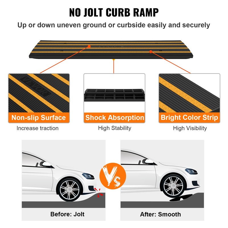 VEVOR Car Driveway Rubber Curb Ramps Heavy Duty 33069lbs Capacity