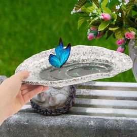 Toddmomy Ceramic Butterfly Puddler Water Feeder Tray 8.27 Inch Outdoor Bee and Wildlife Water Dish for Garden Lawn Yard