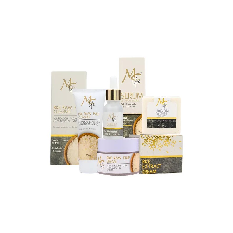 Kit Facial De Arroz, Serum, Crema, Jabón, Aclara. Mc Life