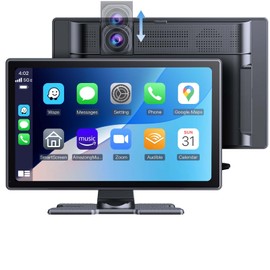 Carplay Screen for Car,9" HD IPS Wireless Touch Car Play Screen for Apple Carplay & Android Auto,with SuperLink/AirPlay,4K Dash Cam,1080p Backup Camera,Loop Recording,Bluetooth Audio,GPS,Siri