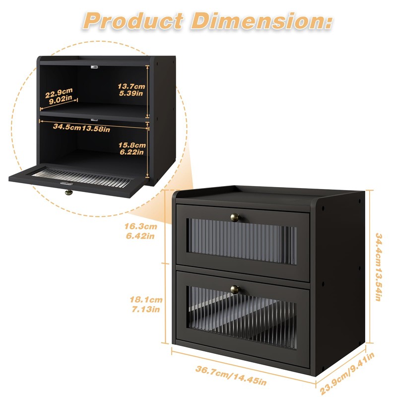 Alpeir Double Layer Large Bread Box for Kitchen Counter, Wooden