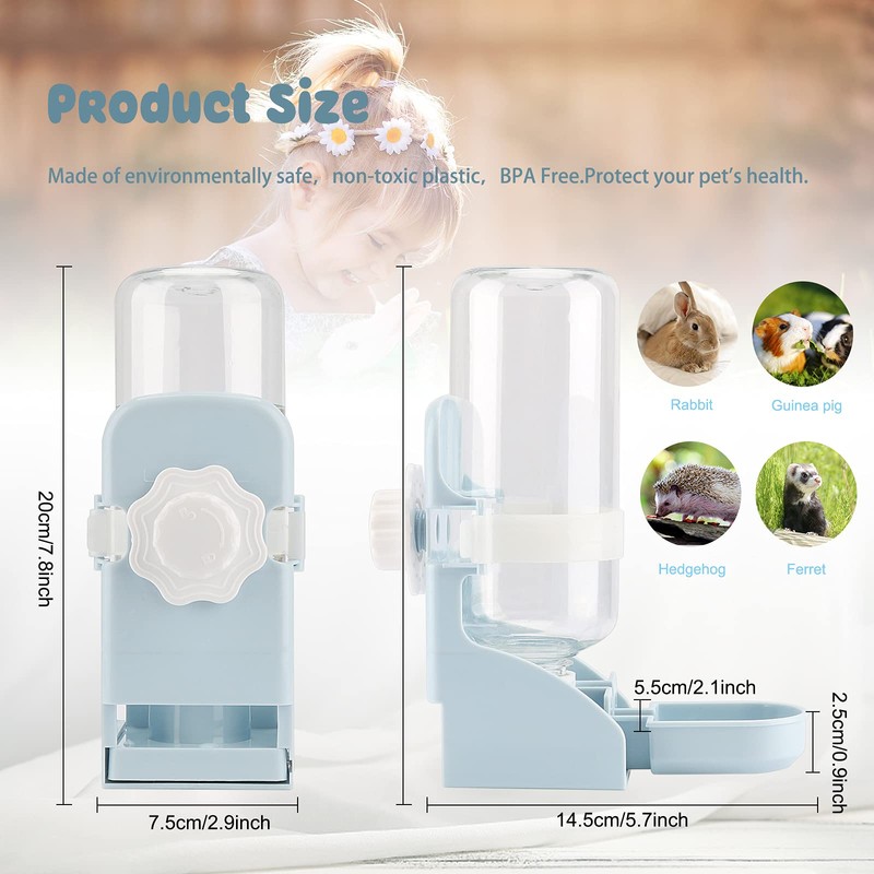 Rypet Rabbit Water Bottle No Drip - 17oz Hanging Water