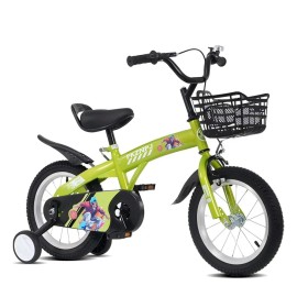 18 Inch Sporty Kids Bicycle with Training Wheels and Stand Adjustable Saddle Tall Height 45-57 Inches Variety MTB for KidsGender: Unisex, Color: Green, Size: 115-145cm