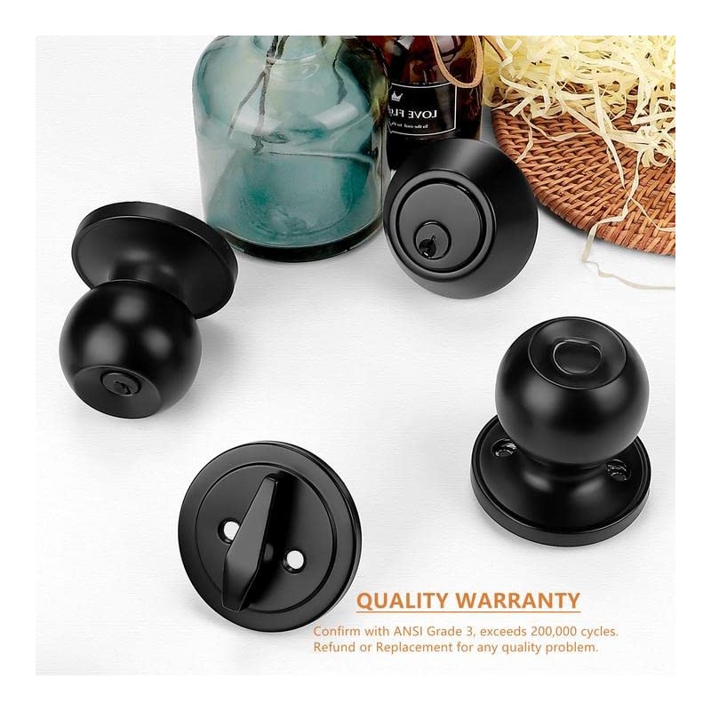 Probrico Front Door Keyed Entry Knobs and Single Cylinder Deadbolt