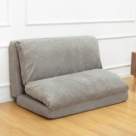 N&V Medium Foam Sofa, Folding Matress, Harbour Gray, Corduroy Cover, Machine Washable, Patent No.: US D1,018,079 S