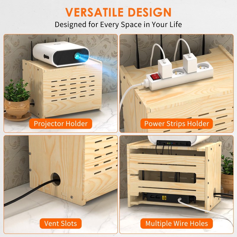 Upgrade WiFi Router Storage Box Hider, Projector Shelf, Large Space