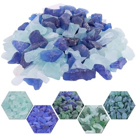 Lechloris 10Ib Fire Glass for Propane Firepit & Gas Fireplace - Forsted Sea Glass -0.3"-0.8" Crushed Sea Glass for Vase Filler, Aquarium, Home Decor, Sea Glass Pieces for Crafts Wedding Decor