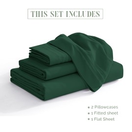 Elegant Comfort Luxurious 1500 Premium Hotel Quality Microfiber 4-Piece Sheet Set, 18-24 Inches Deep - Extra Deep Pocket Sheets - Ultra Soft 4PC Deep Pocket Sheets, Twin/Twin XL, Hunter Green
