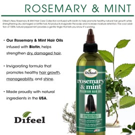 Difeel Rosemary Mint Hair Growth Oil 8Oz Biotin Strengthening Formula