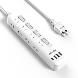 Mscien M Sign Power Strip with USB 8 AC Outlets 1 USB C 3 USB Extension Cords 3.3 ft (1 m) Lightning Guard USB Outlet Tap Oa Tap Switch Wall Mount Octopus Outlet Table Tap Multi Tap Swing Plug Stylish