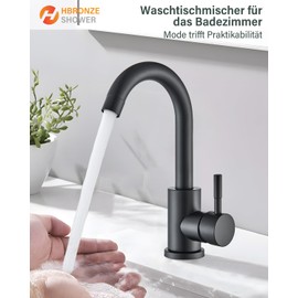 Hbronzeshower Bathroom Tap, Modern Bathroom Faucet, Swivel, 360 Degree, Modern Basin Tap, Black Basin Faucet