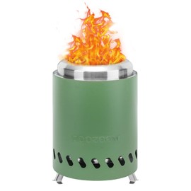 COOZOOM Portable Table Top Fire Pit: 5.5" Stainless Steel Mini Outdoor Stove with Stand, Low Smoke Burning Tabletop Firepit Fueled by Pellets or Wood, for Urban & Suburbs Outside Camping Green