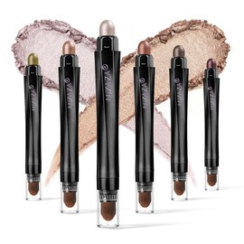 LUXAZA 6PCS Champagne Pink Eyeshadow Stick Makeup Sets, Long Lasting Cream Shadow,Metallic And Matte Shimmer Eye Shadow Eye Brightener Stick Pencil Crayon, B04-Champagne Pink