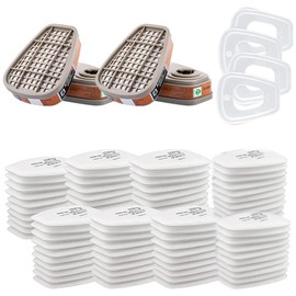 6001 Filter for Respirator Mask, Pack of 80 Filter Cartridges + 4 Filters and 4 Cover Caps, Organic Vapor 6001 Cartridges Chemical Colour Filter Compatible with 6100, 6200, 6300, 7502, 6800 etc.